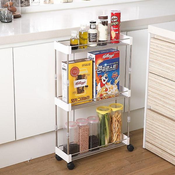  높이조절 주방 틈새 정리 수납 선반 트롤리 3단 4단