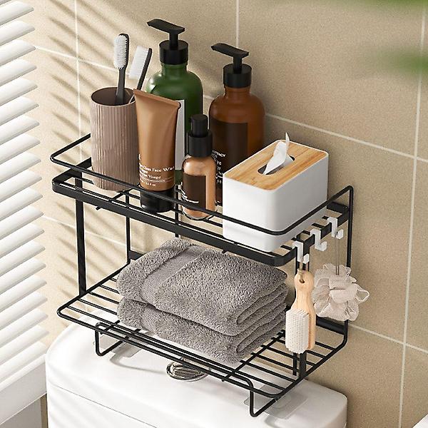  블랙 붙이는 수납선반 욕실선반 2단
