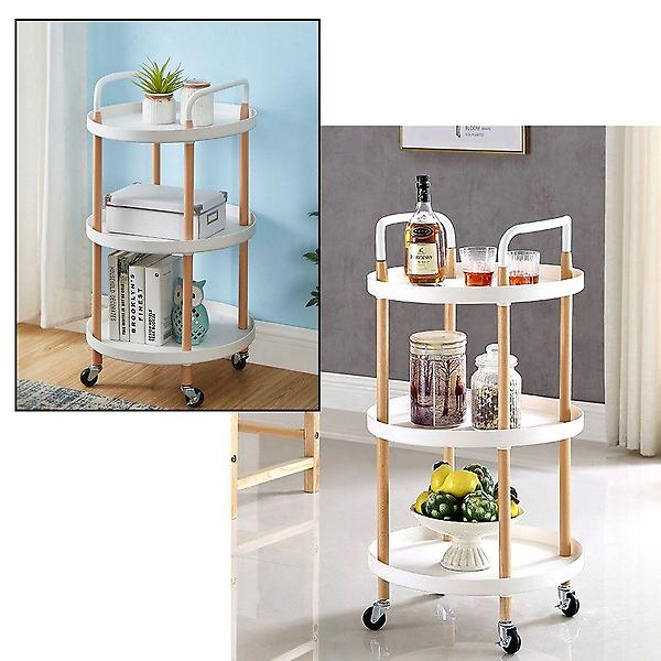  원형 3단 트롤리 수납선반 이동식 주방 거실 정리선반