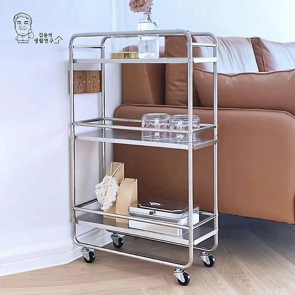  이동식 슬림 트롤리 스텐 수납 정리 다용도 틈새 선반