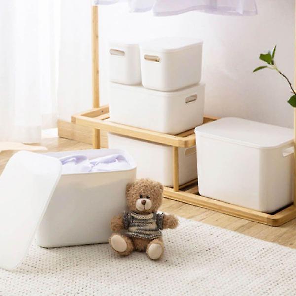  스토리지 바구니 화이트 중형 뚜껑 포함