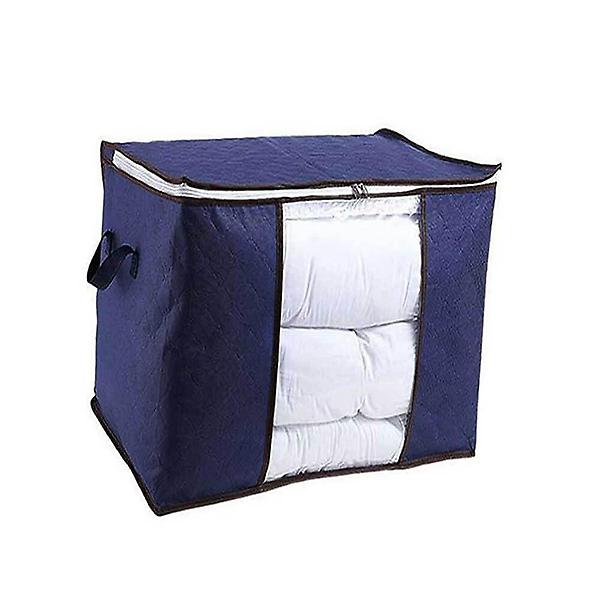  세로형남색 정리함 이불 정리 투명창 침구정리