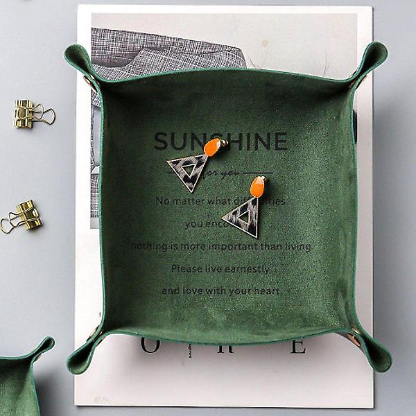  수납 다용도 화장품 소품 정리함 가죽 트레이 그린 대