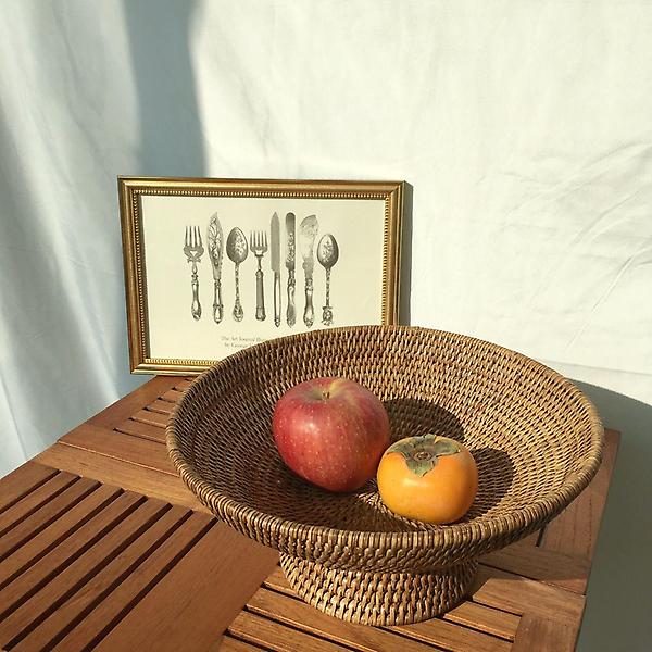  라탄 바구니 라탄 원형 과일 바스켓 小