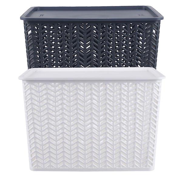  헤링본 직사각 바스켓 세트 - 6호 24L (색상랜덤)