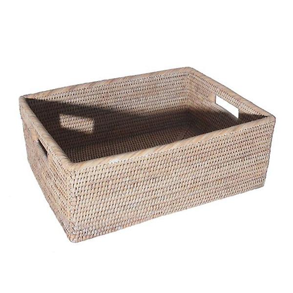  화이트 라탄 오픈 바스켓 _ L