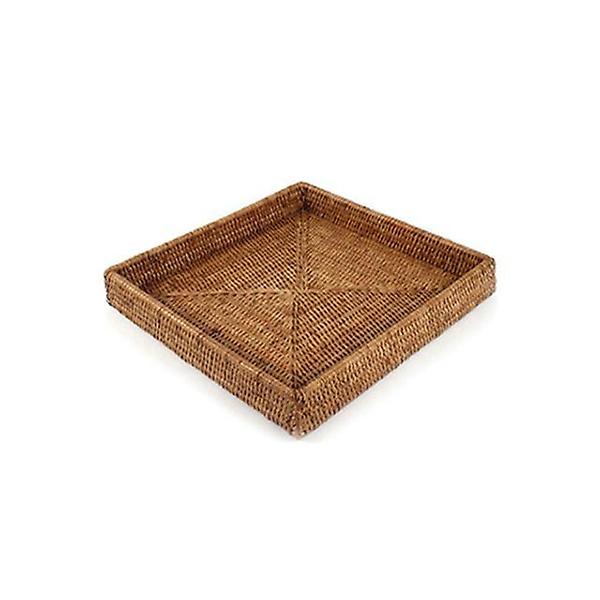  인테리어 수납 라탄 정사각 트레이 S