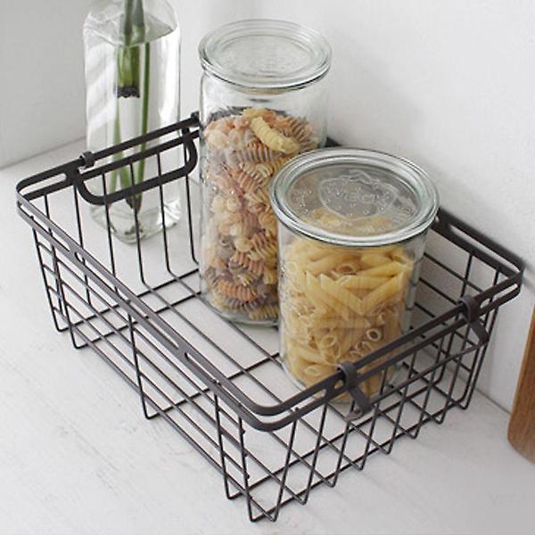  사각 철제 바스켓 다용도 수납 바구니 손잡이 트레이