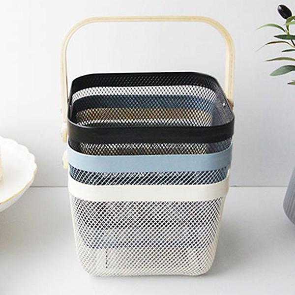  브롱테 밤부핸들 바구니 정사각 3color 철재바구니