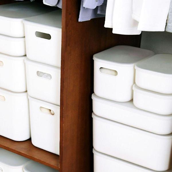  수납바구니 손잡이 플라스틱 덮개 바스켓 소형화이트