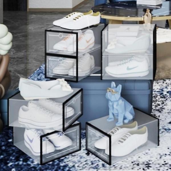  플립 투명 신발 정리함 2p 세트 블랙 케이스