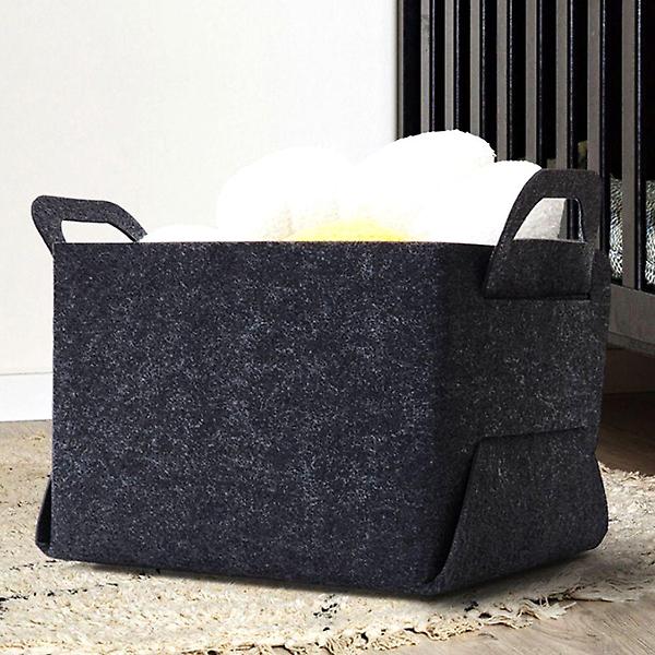  예쁜바구니 소품정리 손잡이 수납 상자 다크그레이L