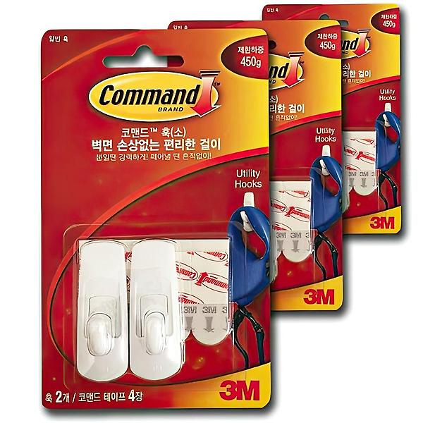  3M 벽후크 접착식 벽 걸이 행거 도구걸이 S 6P 주방