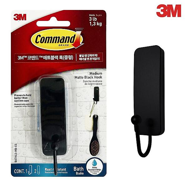  3M 코맨드 매트블랙 훅 (중형 BATH43) 욕실 소품걸이