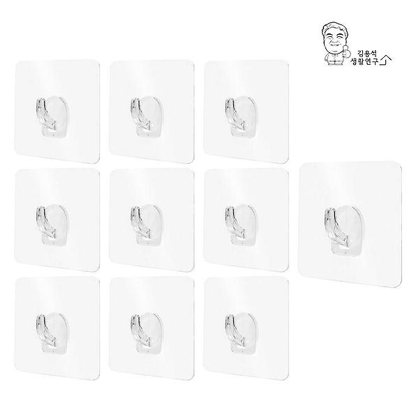  무타공 접착걸이 투명매직후크 고리 무타공 10p