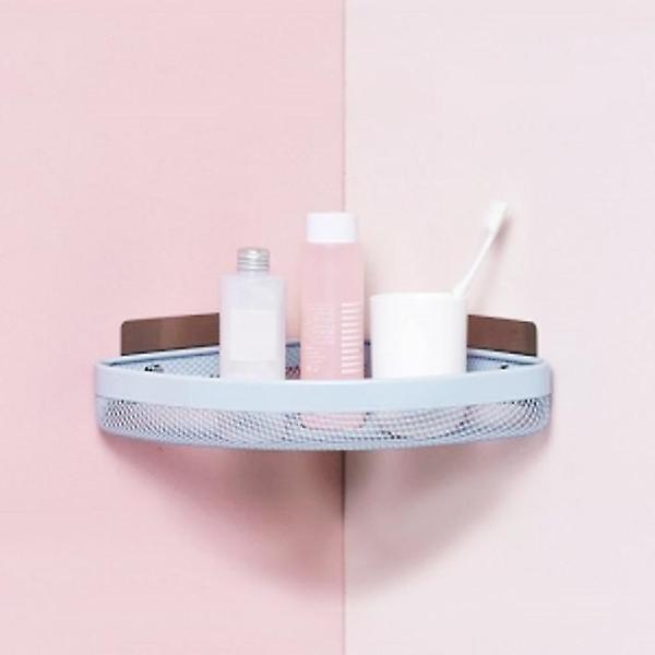  스테인리스 망 접착식 코너선반 블루 욕실수납선반