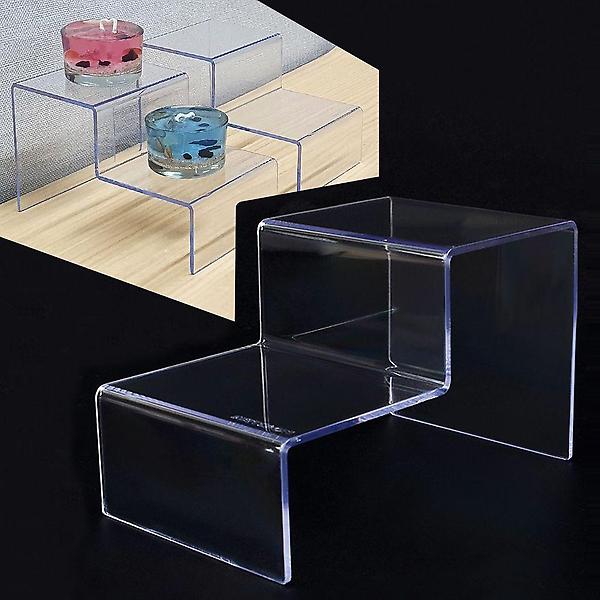  계단식 아크릴 2단 진열대 화장품 제품 소품진열대 2P