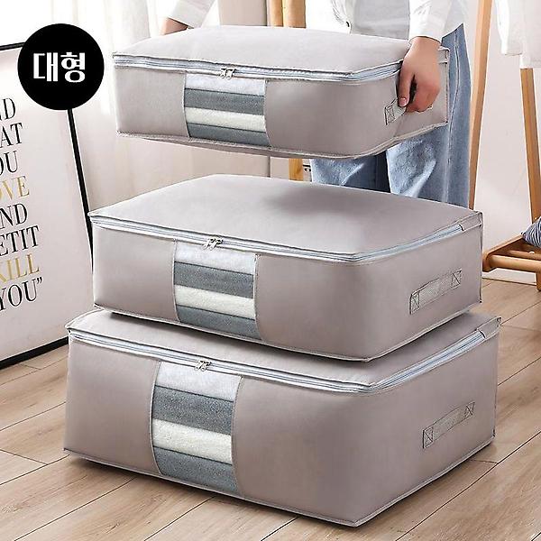  옷장정리 투명창 부직포 압축 이불정리 보관파우치-대