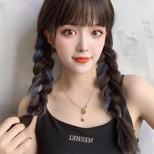  [언니네 가발] 컬러 브릿지 헤어피스 6p세트(애쉬블루)