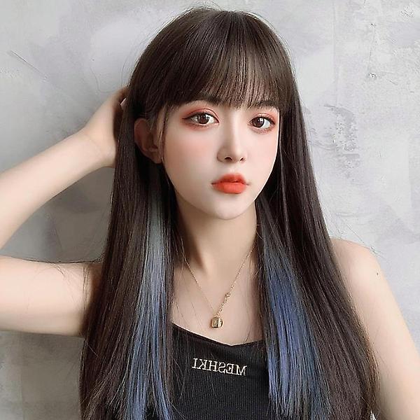  [언니네 가발] 컬러 브릿지 헤어피스 6p세트(애쉬블루)