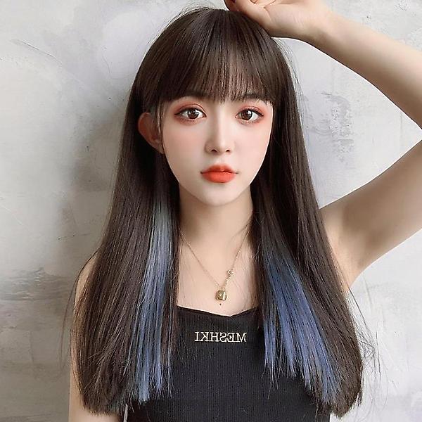  [언니네 가발] 컬러 브릿지 헤어피스 6p세트(애쉬블루)