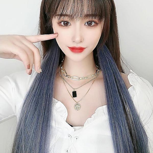  [언니네 가발] 그라데이션 브릿지 헤어피스 5p세트(애쉬블루)