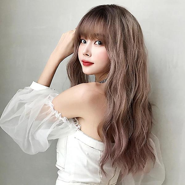  [언니네 가발] 물결펌 긴머리 통가발(애쉬핑크)