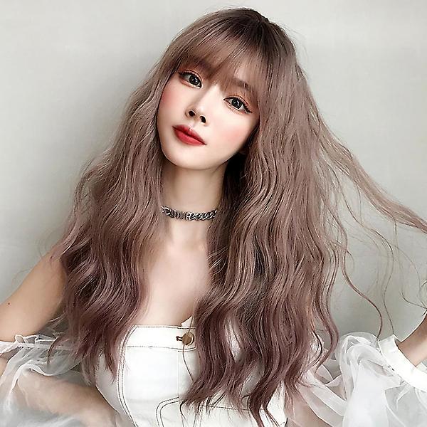  [언니네 가발] 물결펌 긴머리 통가발(애쉬핑크)