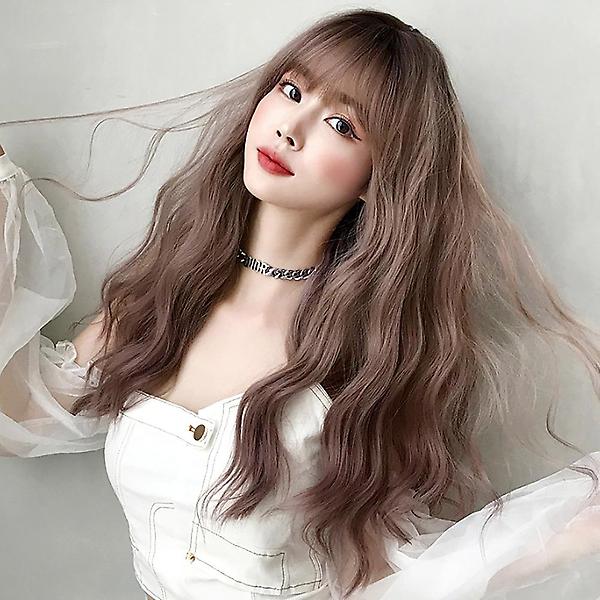  [언니네 가발] 물결펌 긴머리 통가발(애쉬핑크)