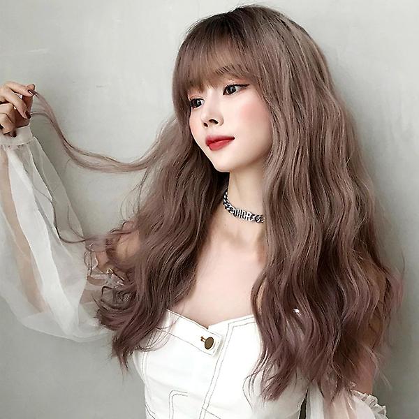  [언니네 가발] 물결펌 긴머리 통가발(애쉬핑크)