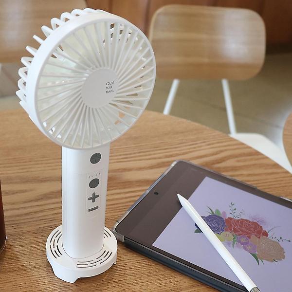  키코 무선선풍기 1+1 화이트 LED 휴대용선풍기 탁상용