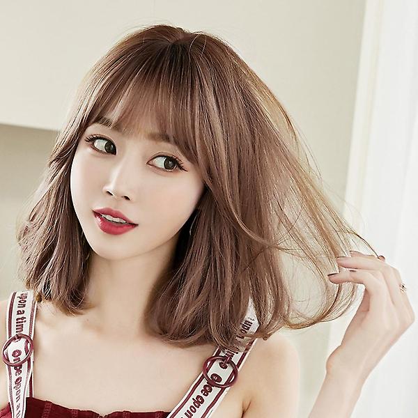  [언니네 가발] C컬 중단발 통가발(애쉬핑크브라운)