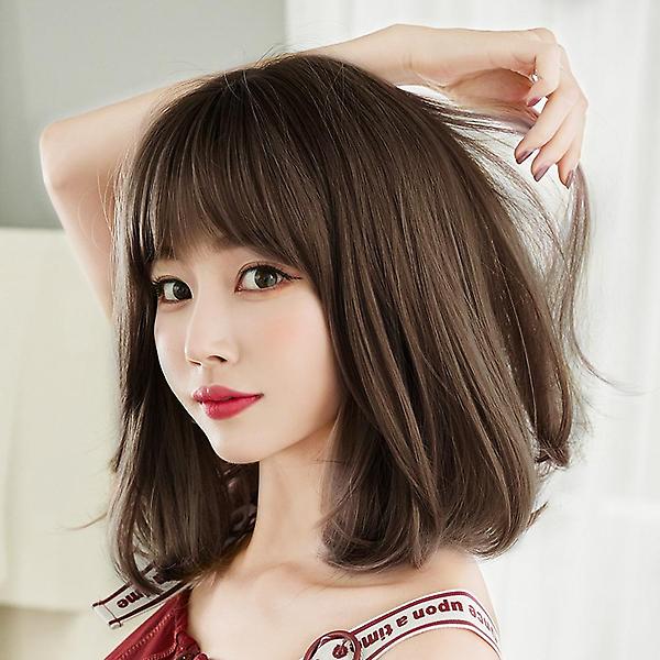  [언니네 가발] C컬 중단발 통가발(매트브라운)