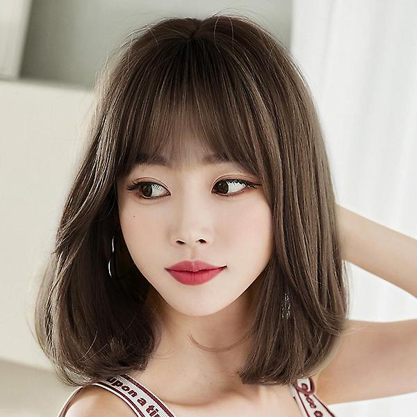  [언니네 가발] C컬 중단발 통가발(매트브라운)