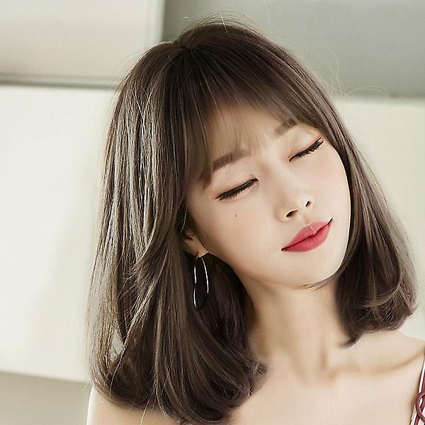  [언니네 가발] C컬 중단발 통가발(매트브라운)