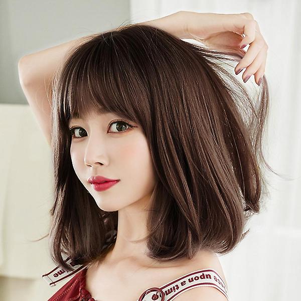  [언니네 가발] C컬 중단발 통가발(내추럴브라운)