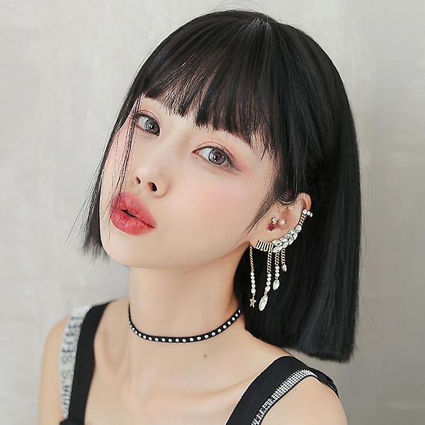  [언니네 가발] 시크 칼단발 통가발(내추럴블랙)