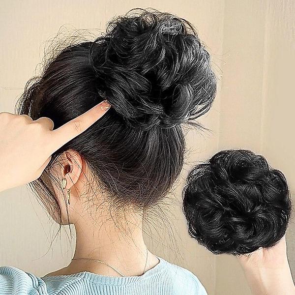  [언니네 가발] 인모 올림머리 곱창밴드 가발(파마머리) (블랙)