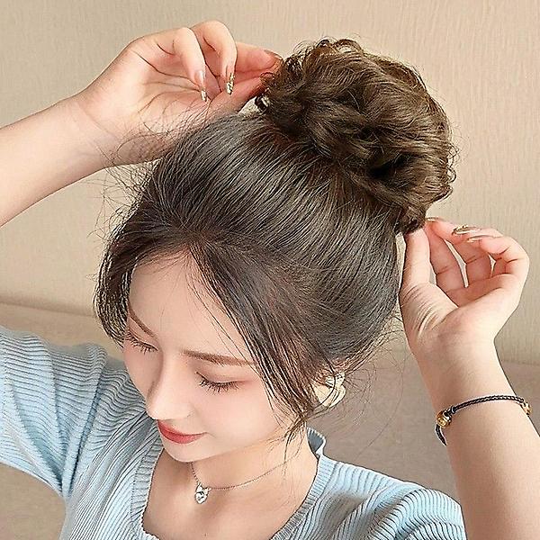  [언니네 가발] 인모 올림머리 곱창밴드 가발(파마머리) (라이트브라운)