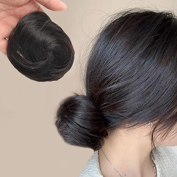  [언니네 가발] 똥머리 집게핀 가발(생머리) (내추럴블랙)