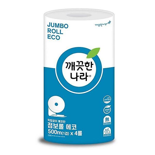  깨끗한나라 점보롤 화장지 에코 500m x 4롤 1겹