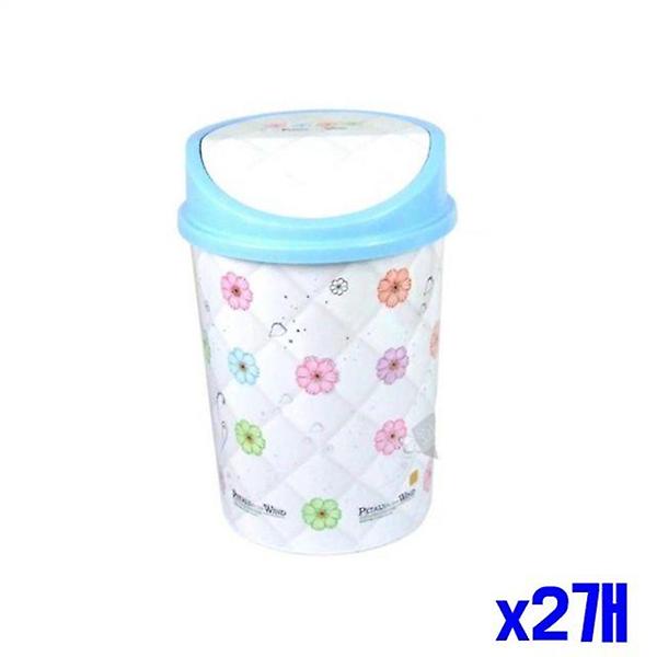  스윙 뚜껑 원형 휴지통 25x36.5cm x2개 생활용품