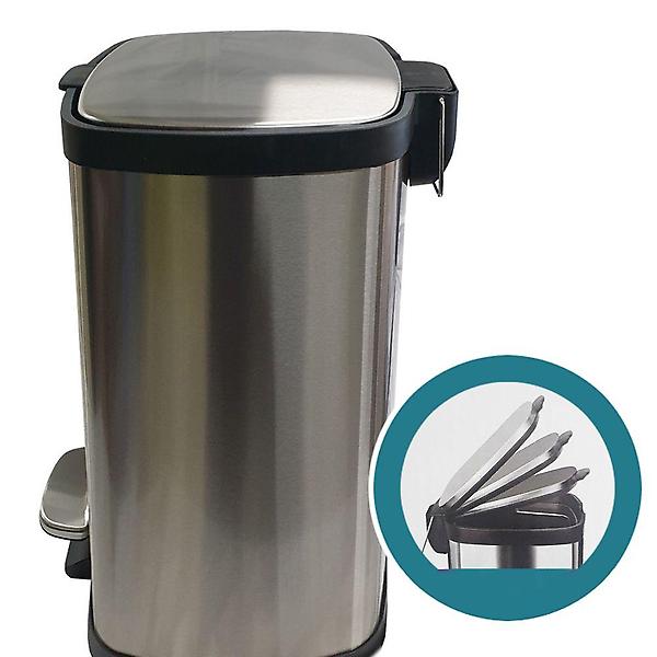  삼정795 고급 무소음 사각 스텐 페달 휴지통 20L