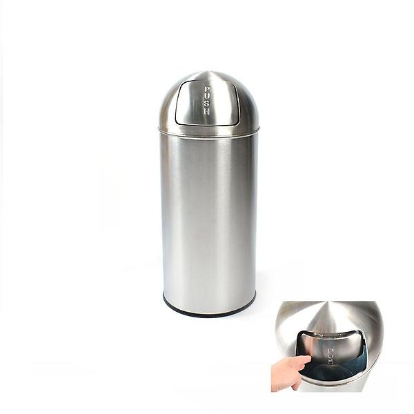  돔스타일 스텐 푸쉬형 대형휴지통 25L