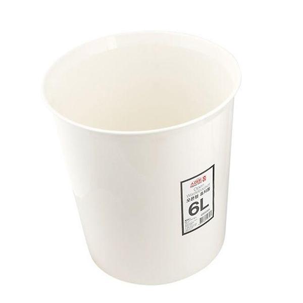  오픈형 휴지통 6L(화이트) 사무실 오피스 가정용