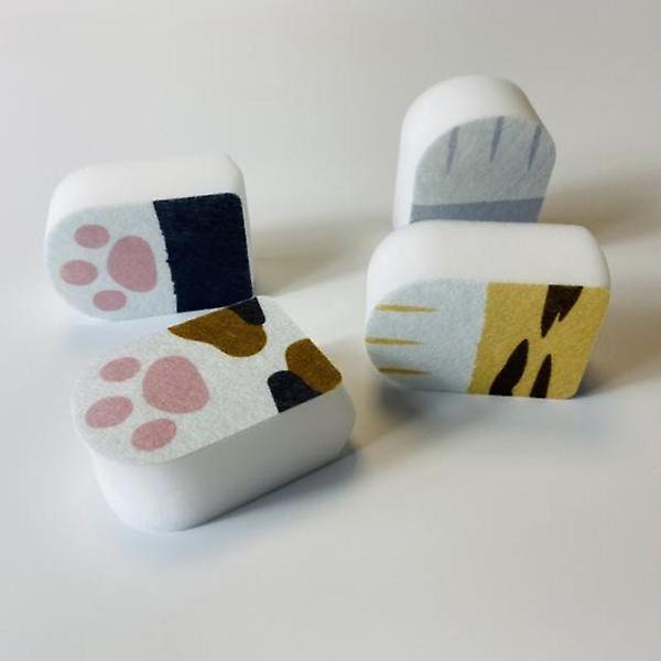  고양이발 모양 멜라민 스펀지 매직블럭 매직스펀지 4P