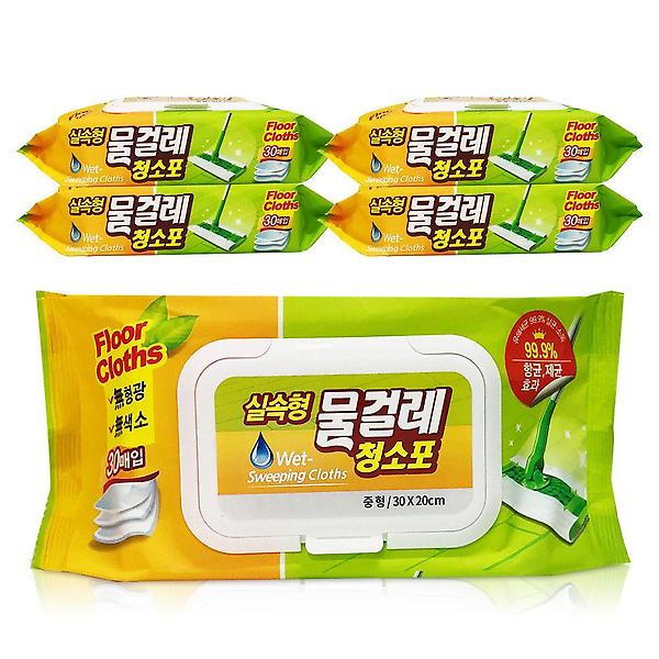  물걸레청소포(실속형) 중형 30매x5팩 30x20cm 물티슈