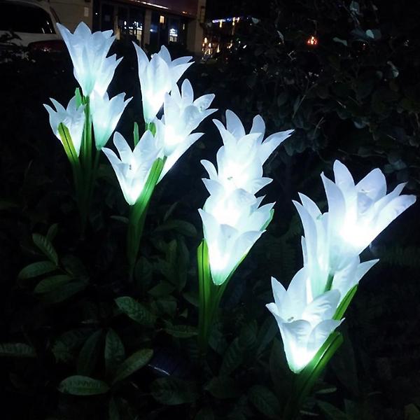  솔라가든 레인보우 백합 LED 태양광 꽃정원등(화이트)