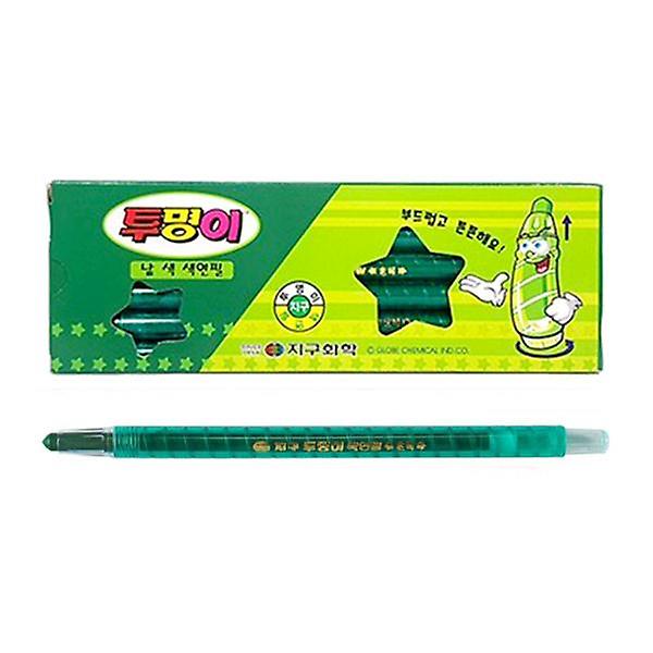  투명이 낱색 색연필 채점펜 (초록 12자루) 1개