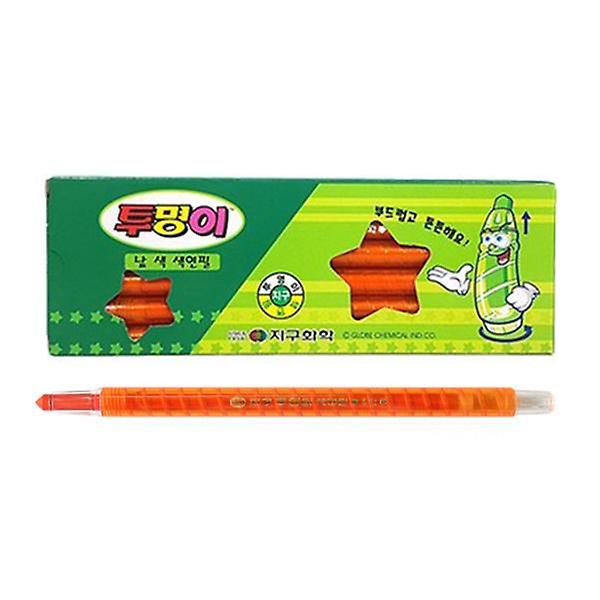  투명이 낱색 색연필 채점펜 (주황 12자루) 1개